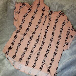 Coral & Black 1XL Short Sleeve Viscose Blouse Shein